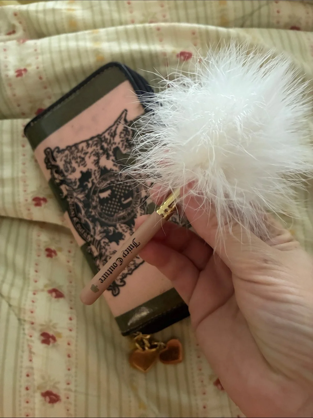 Y2K VINTAGE JUICY COUTURE Striped Pink MAKEUP BRUSH BAG